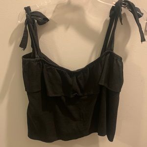 Cute Tie Sleeve Black Top